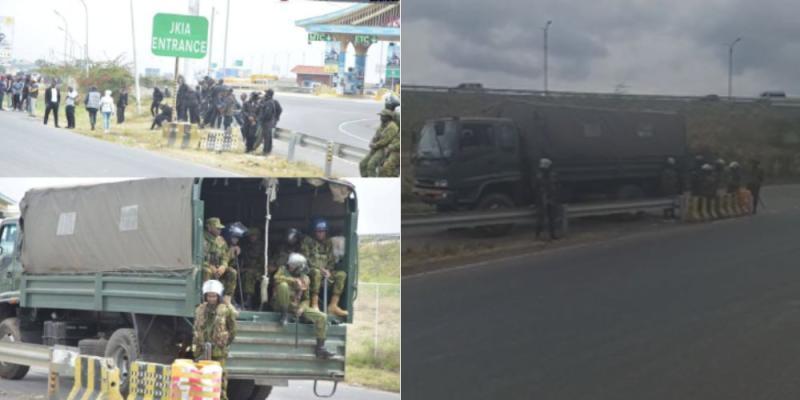 Heavy security deployed along Mombasa Road.